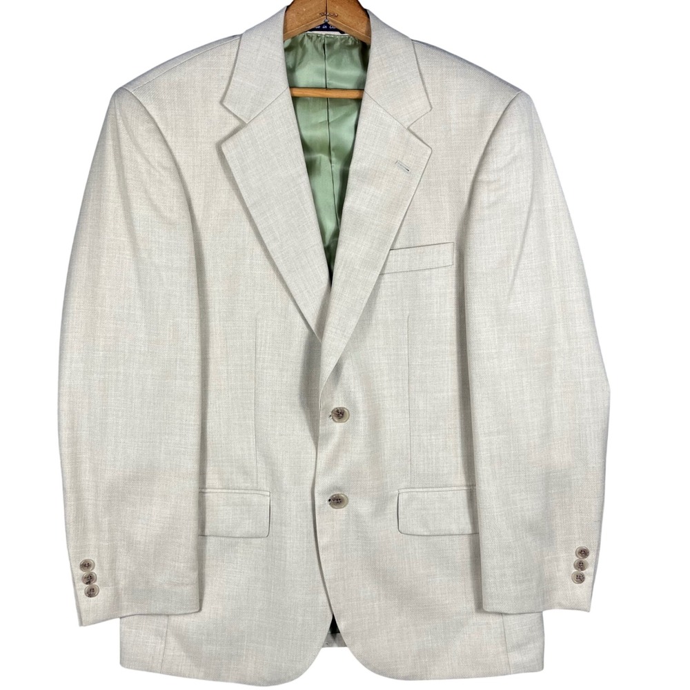 Alan Flusser Blazer Mens 38S Tan Two Button Single Vent Sport Coat Textured